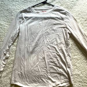 white bedazzled long sleeve tee shirt scoop neck